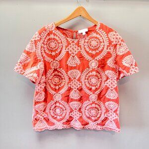 Anthropologie Eri and Ali Coralie Embroidered Short Sleeve Blouse-M
